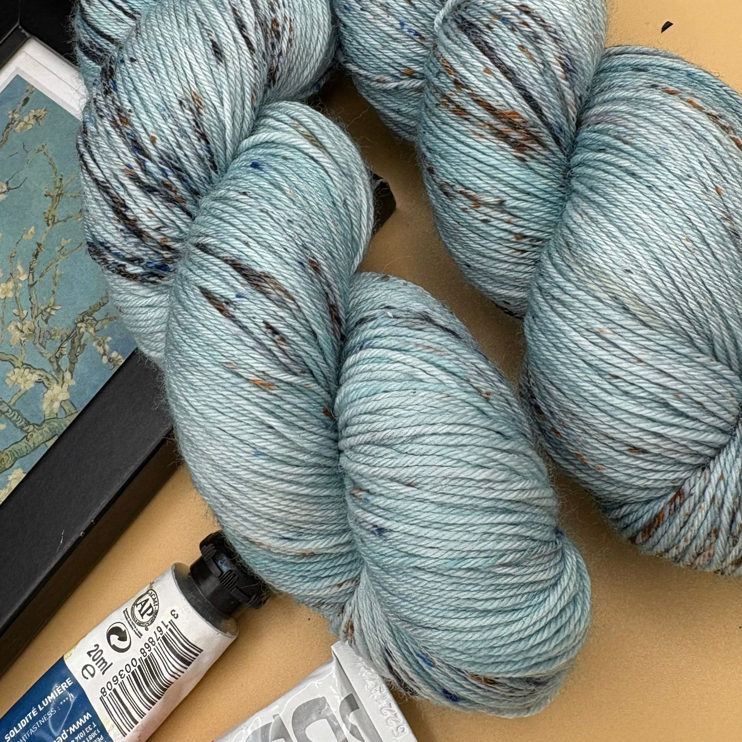 Van Gogh's Almond Blossom - Superwash Sock 4 Ply + Sock DK