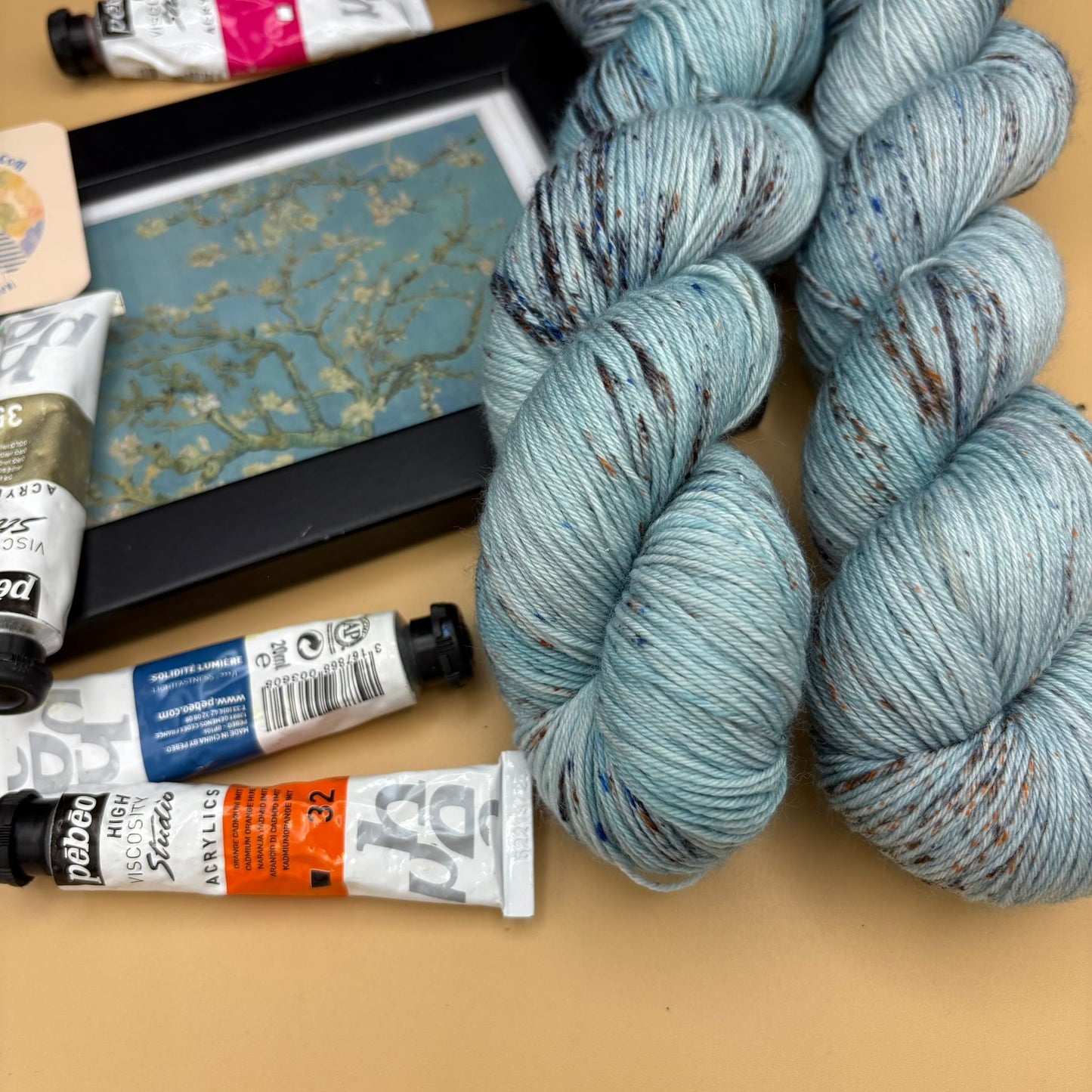 Van Gogh's Almond Blossom - Superwash Sock 4 Ply + Sock DK