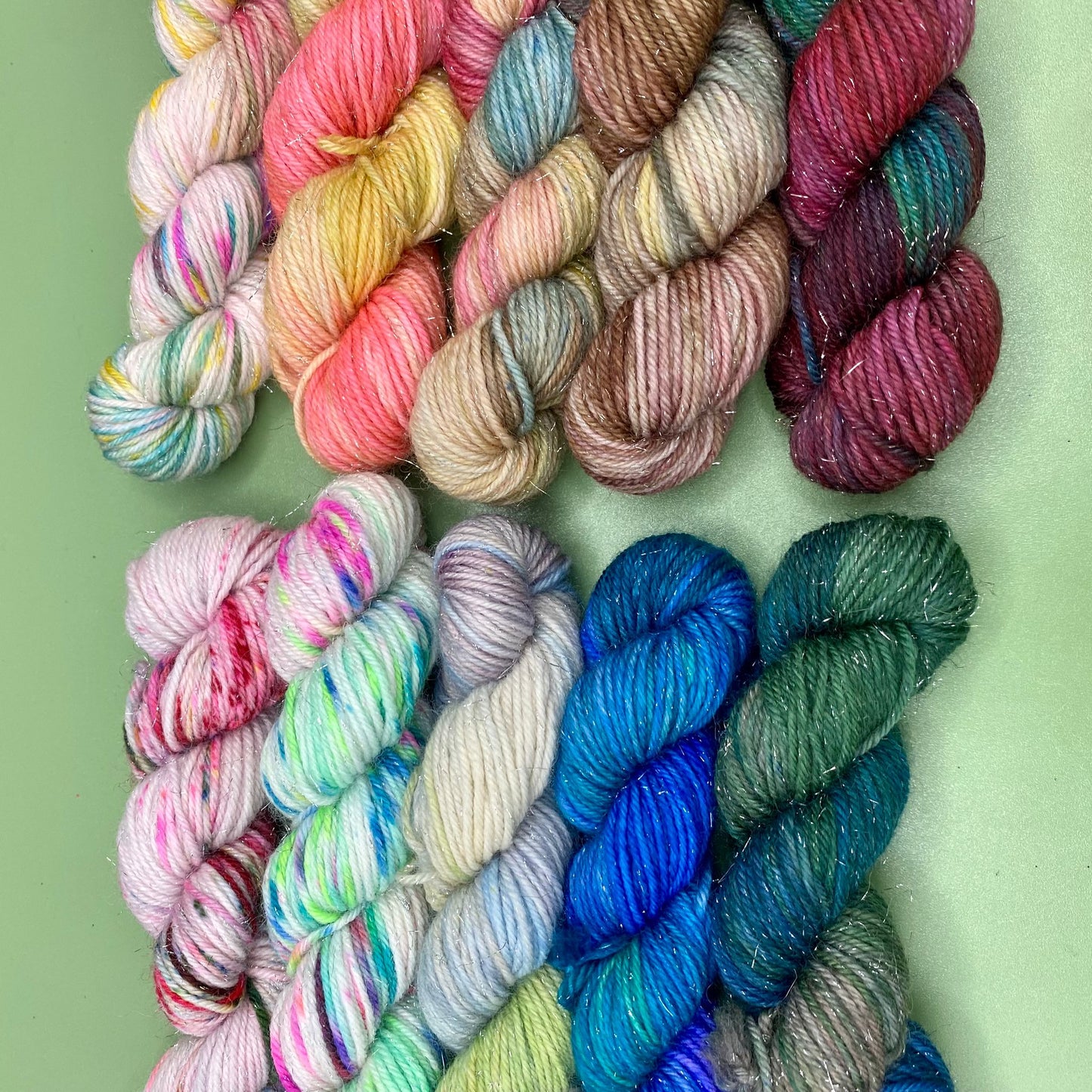 Christmas Collection Mini Skeins - 10 x 20g Mini Skein Set - Superwash Sock Sparkle 4 Ply