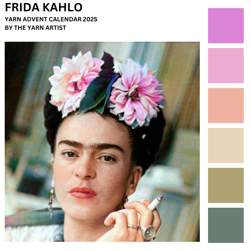 Frida Kahlo Inspired Art Yarn Advent Calendar 2025 - 24 Days plus extras - Superwash Sock 4 Ply & Merino DK
