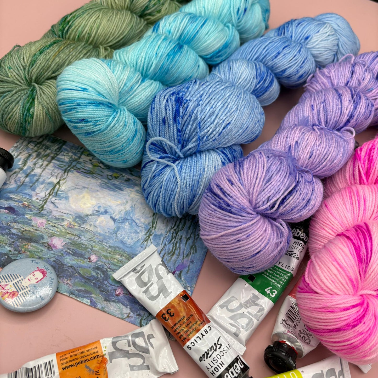 Monet Water Lillies 5x100g Set - Superwash Sock 4 ply or Superwash Merino DK - Fade Sweater Set
