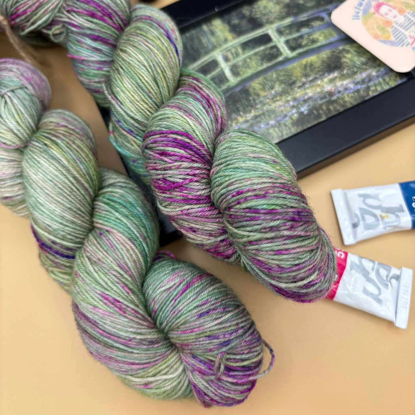 Monet's Waterlilies & Japanese Bridge - Superwash Sock 4 Ply or Superwash Merino DK