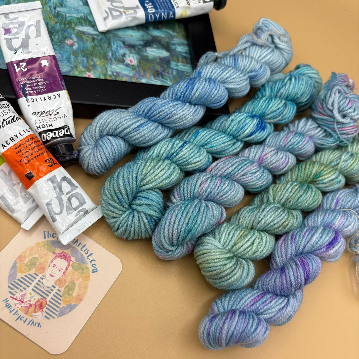 Monet's Tranquil Water Lilies - 5 x 20g Mini Skeins - Sock 4 Ply or Merino DK