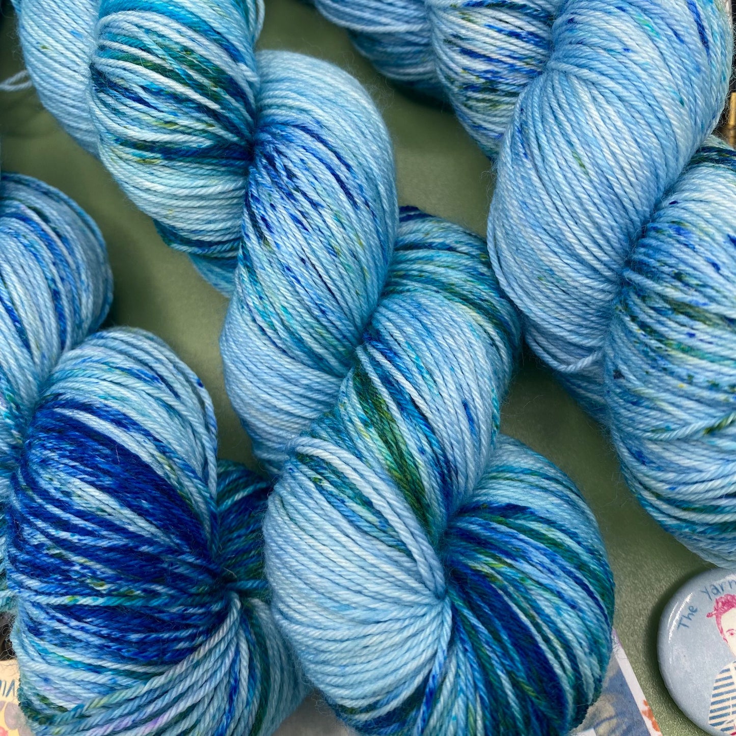 Monet Turquoise Water Lilies - Superwash Sock 4 Ply or Superwash Merino DK