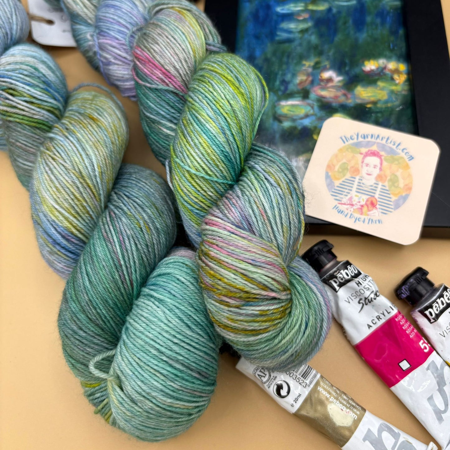Monet Water Lilies Green Reflection - Superwash Sock 4 Ply or Superwash Merino DK