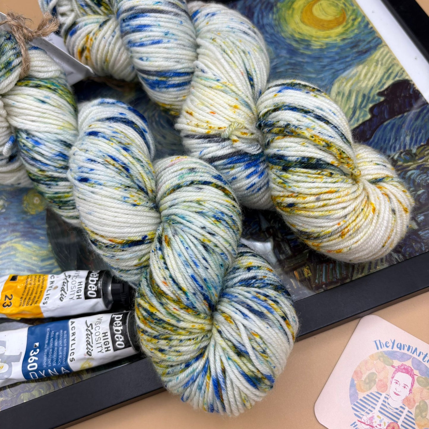 Van Gogh Speckled Starry Night - Superwash Sock 4 ply or Superwash Merino DK