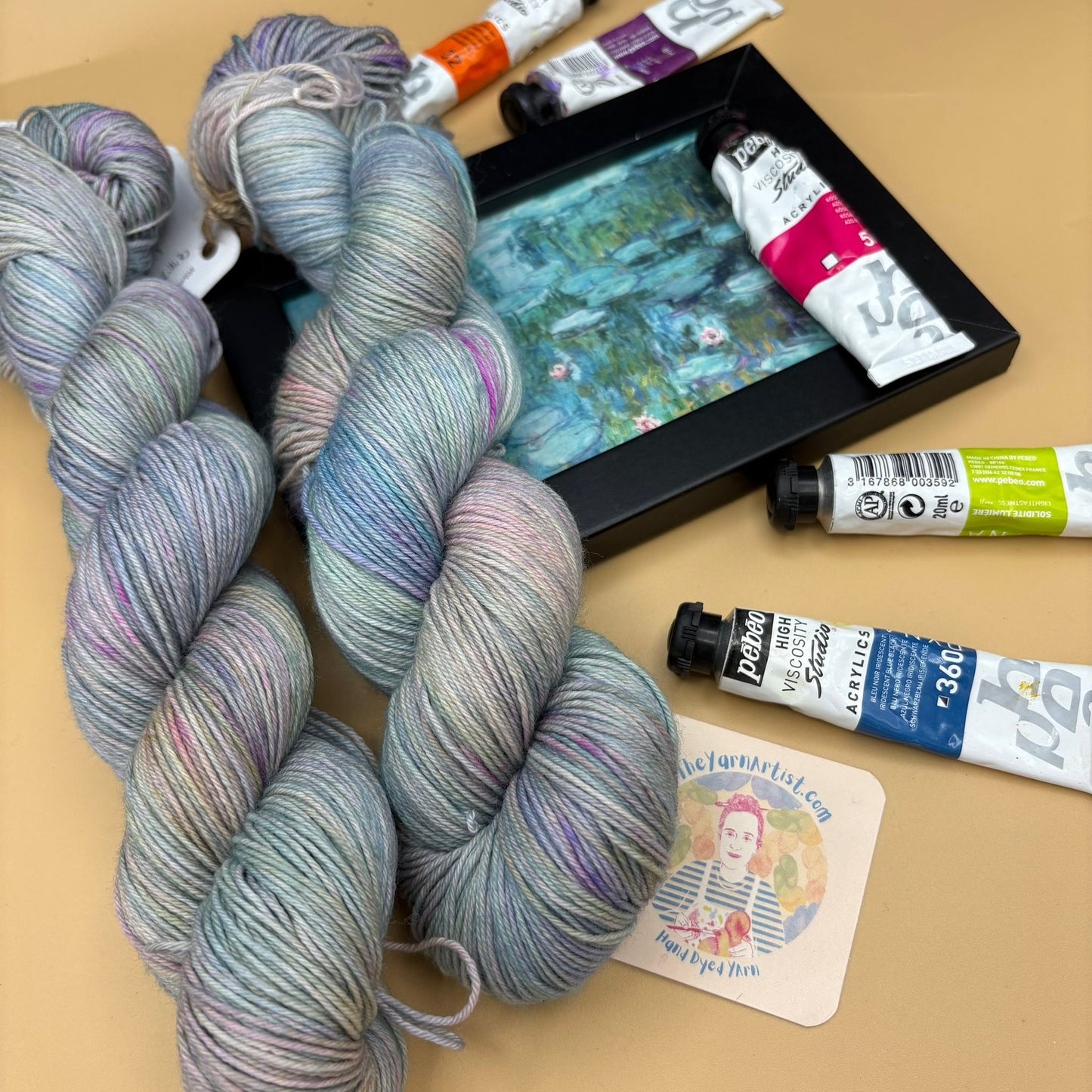 Monet Tranquil Water Lilies - Superwash Sock 4 Ply or Superwash Merino DK