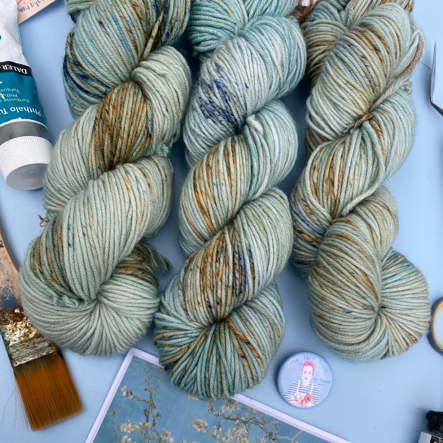 Van Gogh Almond Blossom - Superwash Sock 4 Ply or Superwash Merino DK