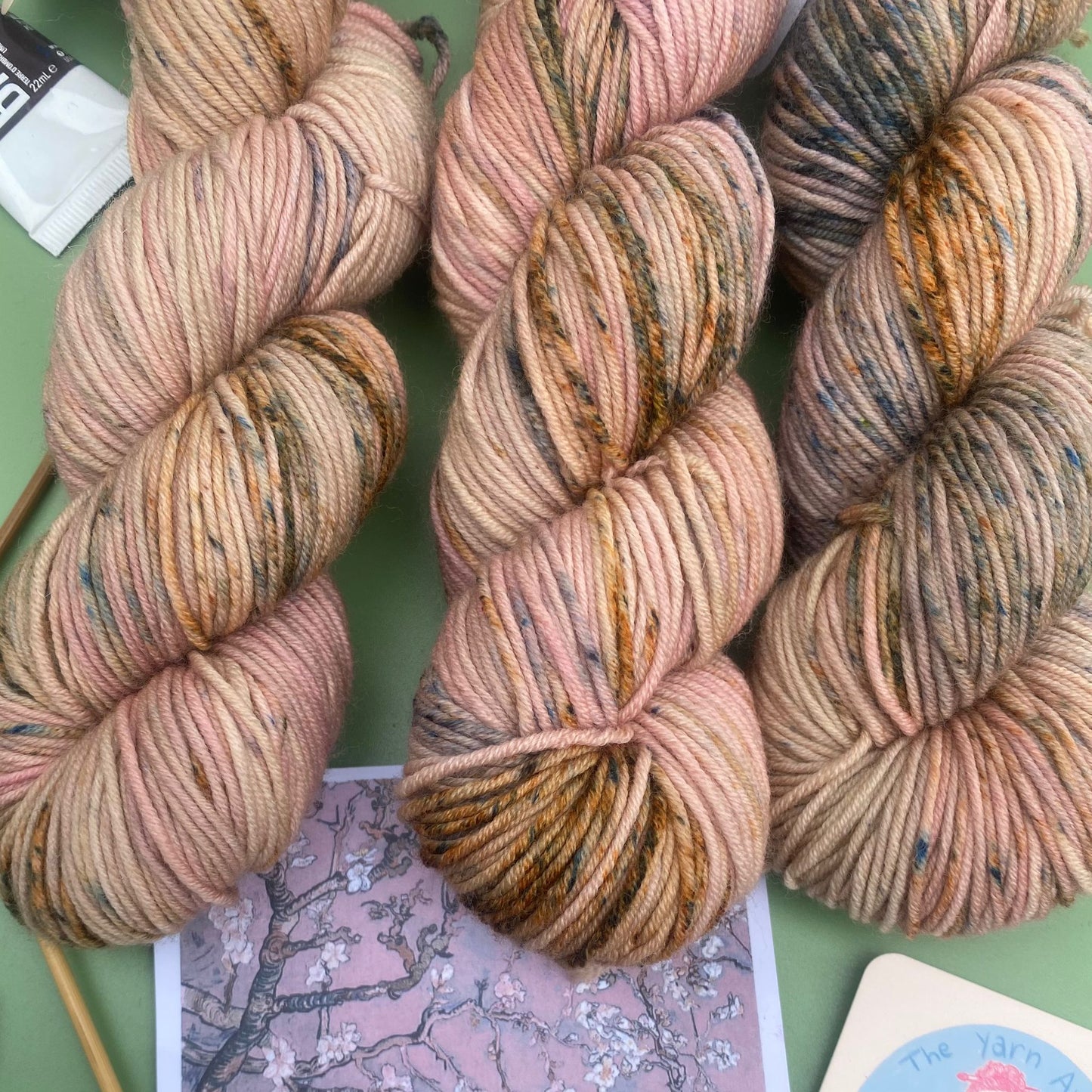 Van Gogh's Pink Almond Blossom - Superwash Sock 4 Ply or Superwash Merino DK