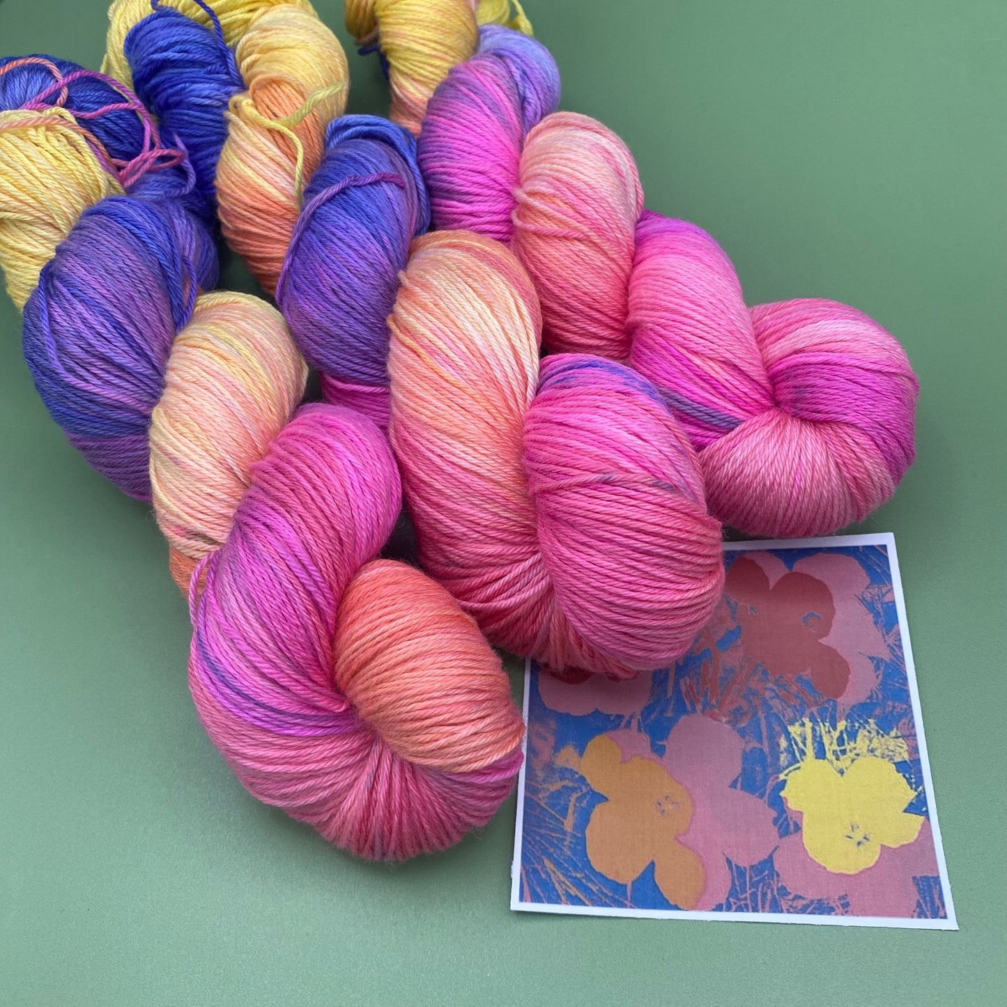 Andy Warhol Flowers - Merino Silk 4 Ply or Superwash Sock DK