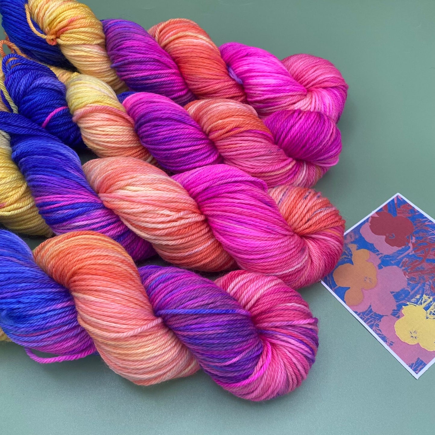 Andy Warhol Flowers - Merino Silk 4 Ply or Superwash Sock DK