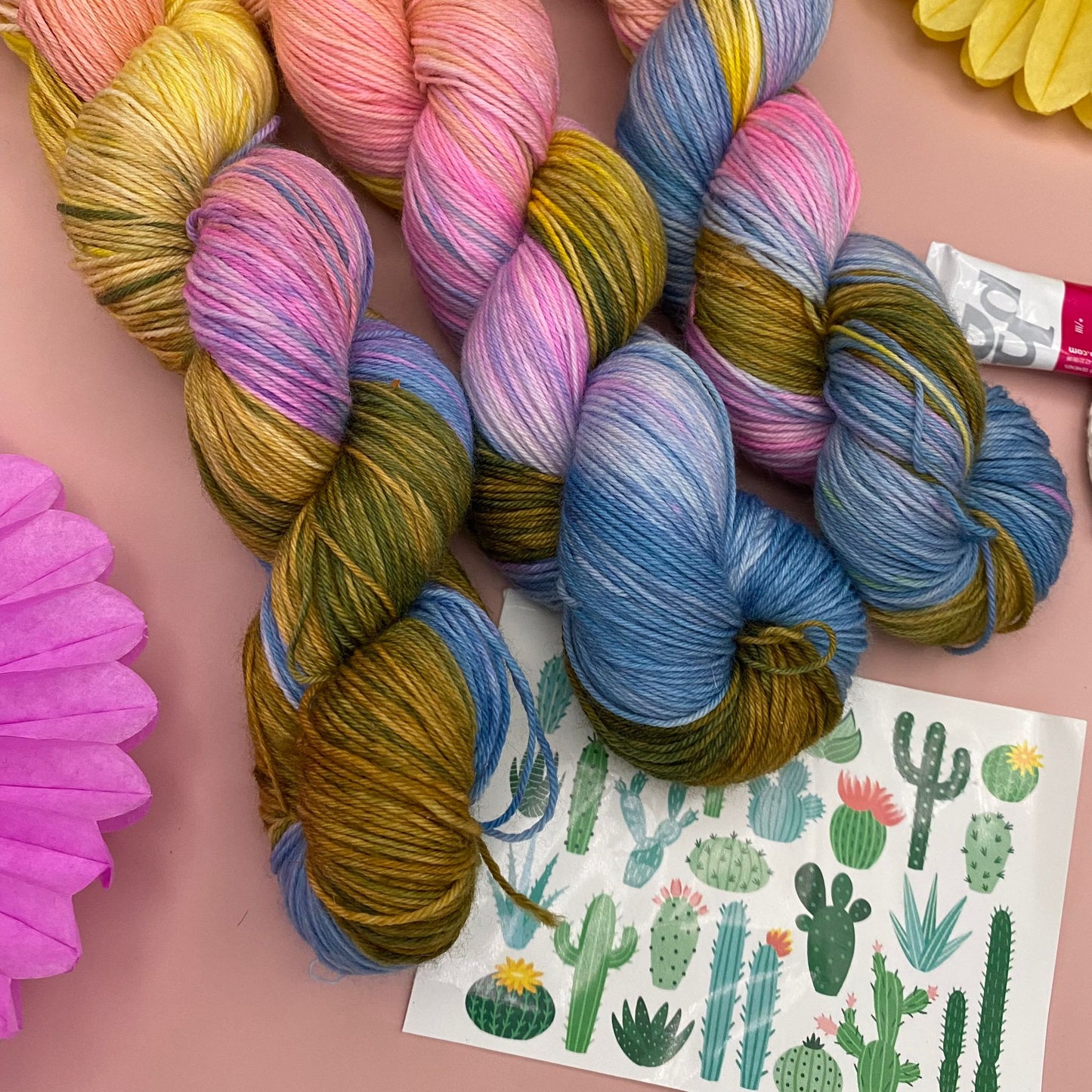 Frida Kahlo's Cactus Flower - Superwash Sock 4 Ply