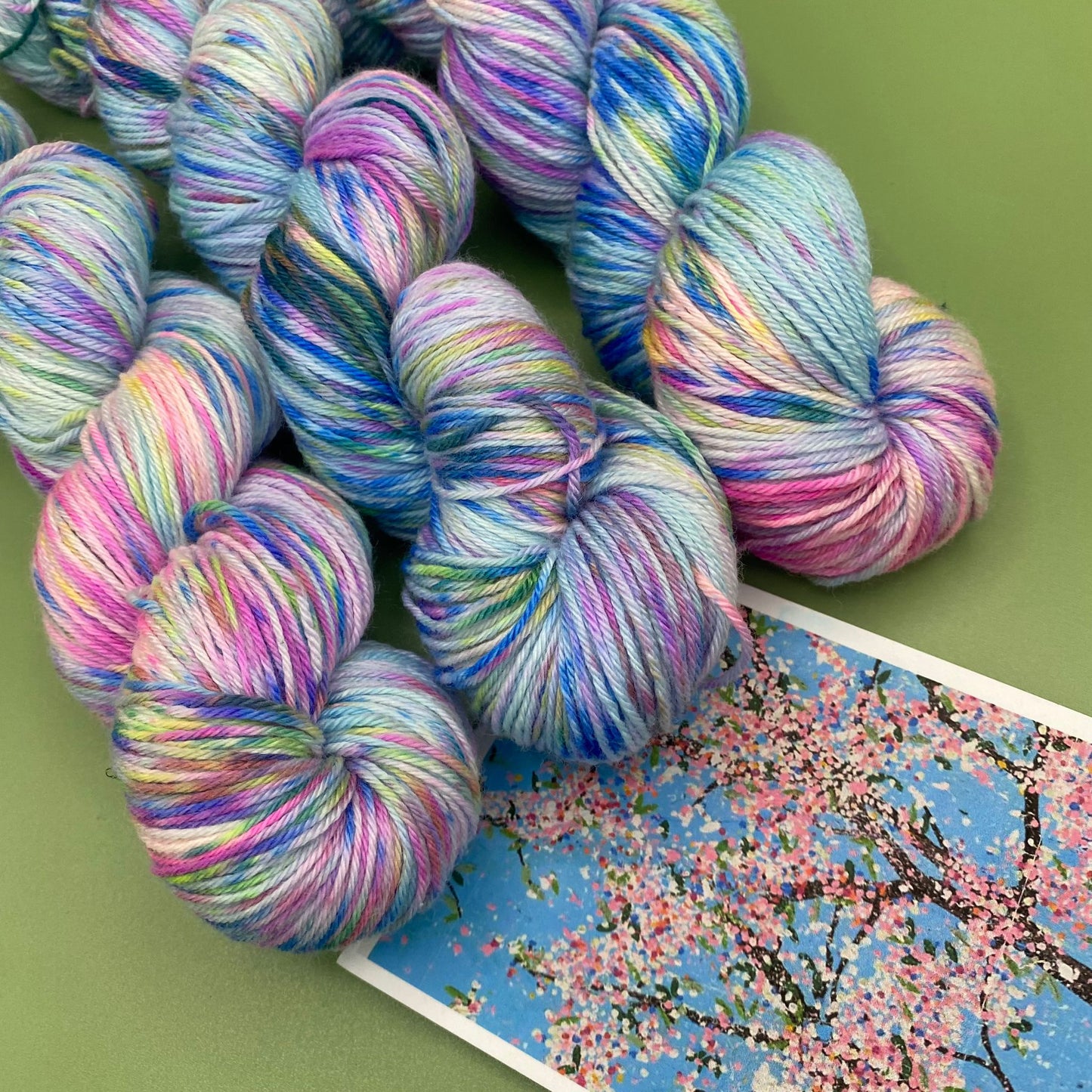 Damien Hirst A Riot of Cherry Blossom - Merino Silk 4 Ply, Superwash Sock DK or Superwash Merino Sock 4 Ply