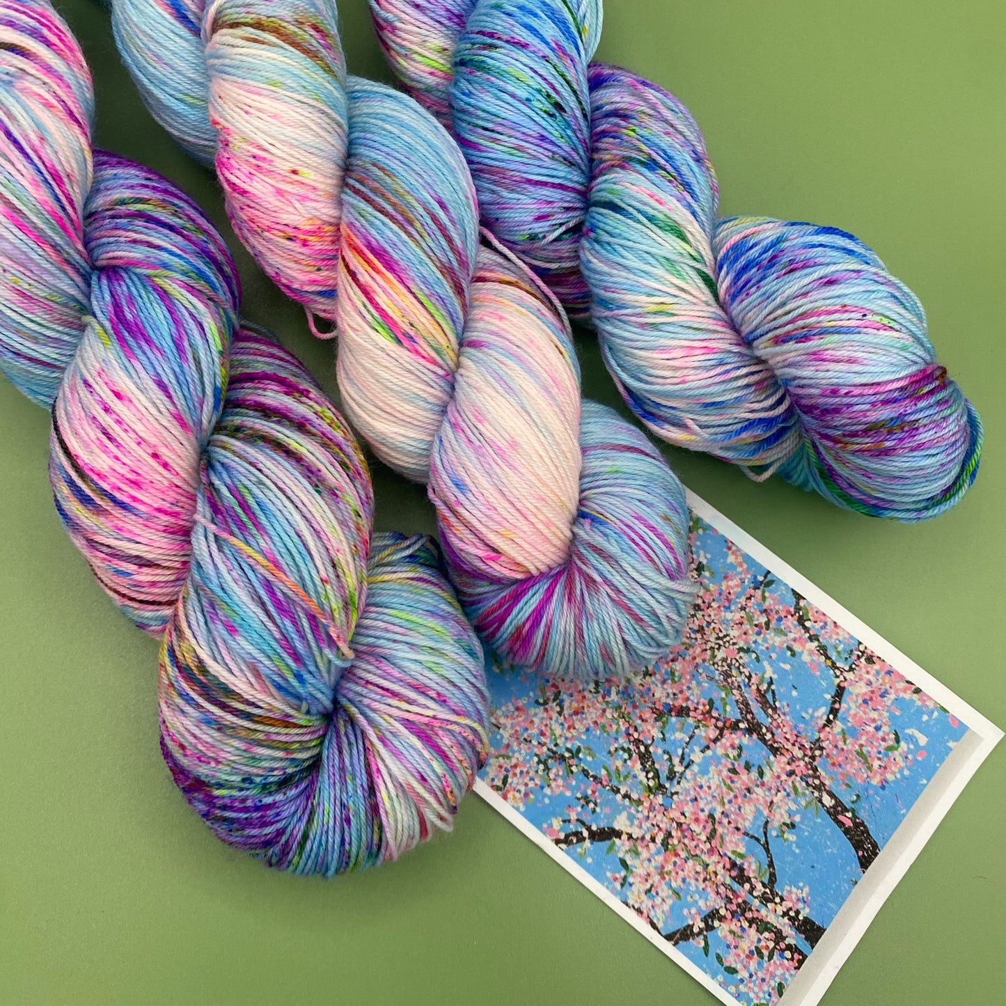 Damien Hirst A Riot of Cherry Blossom - Merino Silk 4 Ply, Superwash Sock DK or Superwash Merino Sock 4 Ply
