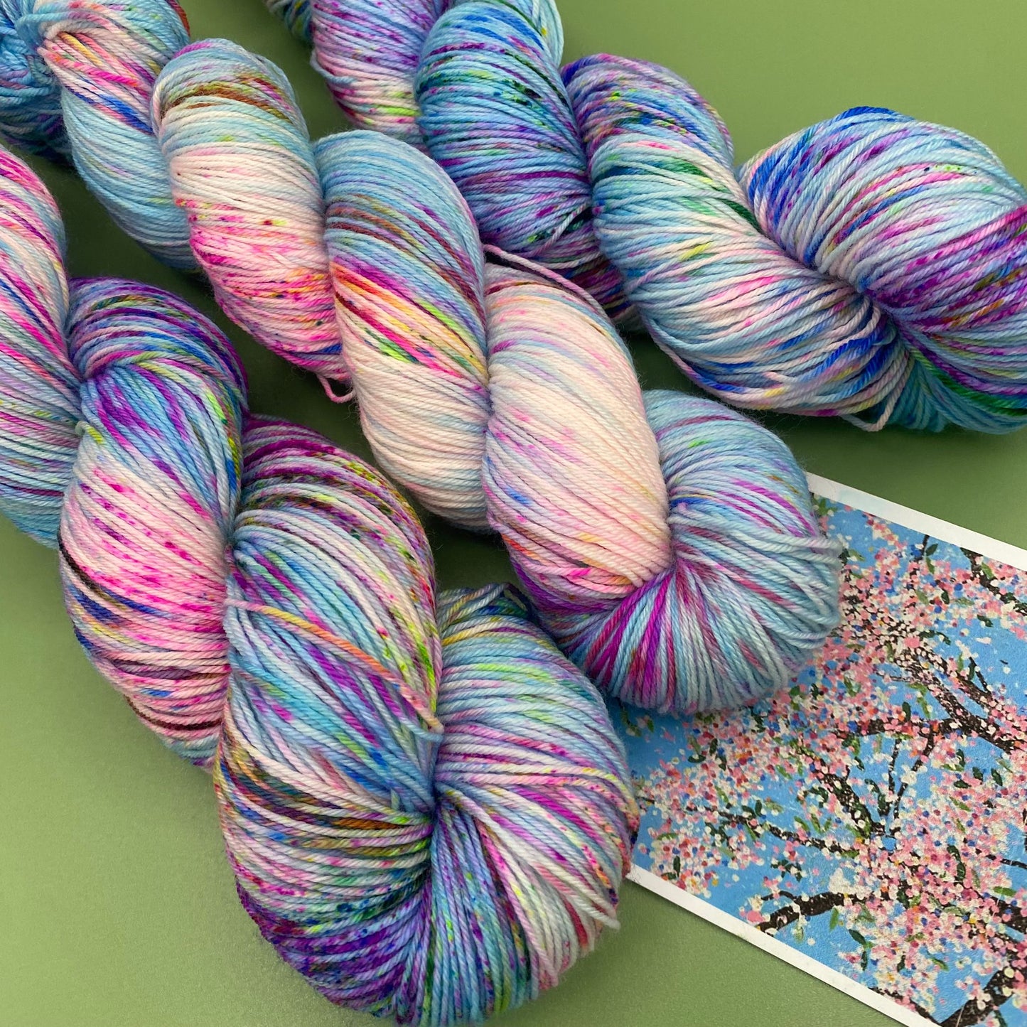Damien Hirst A Riot of Cherry Blossom - Merino Silk 4 Ply, Superwash Sock DK or Superwash Merino Sock 4 Ply
