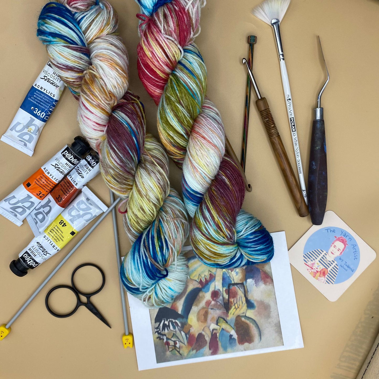 Kandinsky's Landscape with Red Spots - Superwash Sock 4 Ply