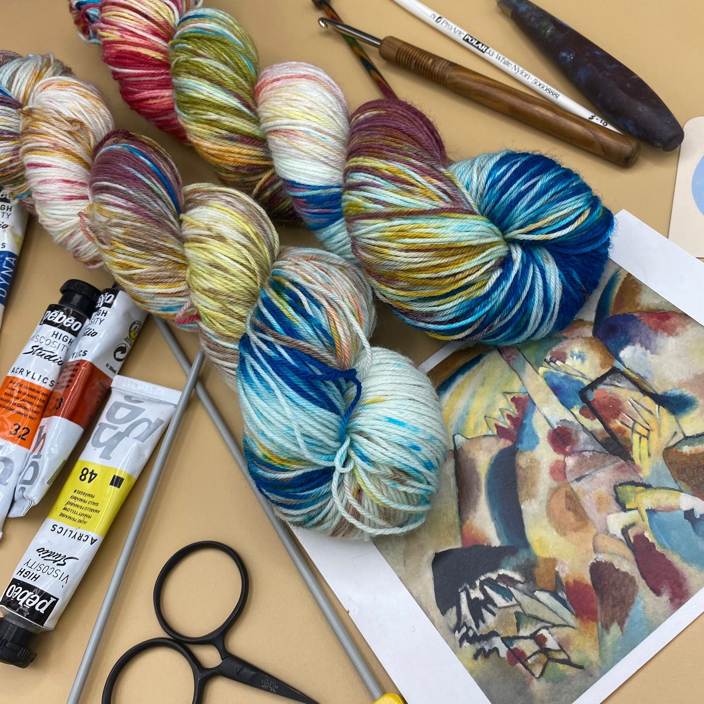 Kandinsky's Landscape with Red Spots - Superwash Sock 4 Ply