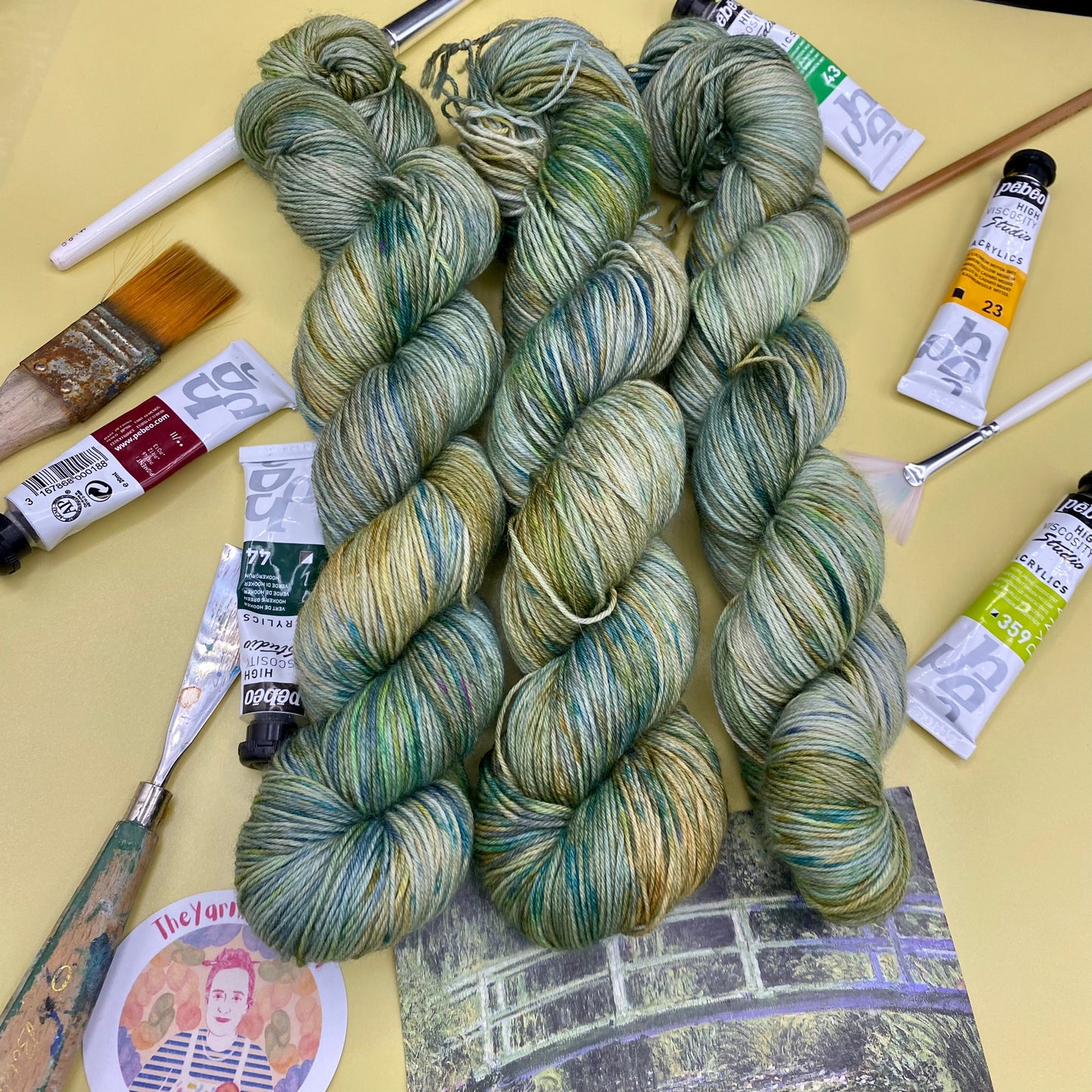 Monet's Waterlillies Japanese Bridge - Superwash Sock 4 Ply + Sock DK