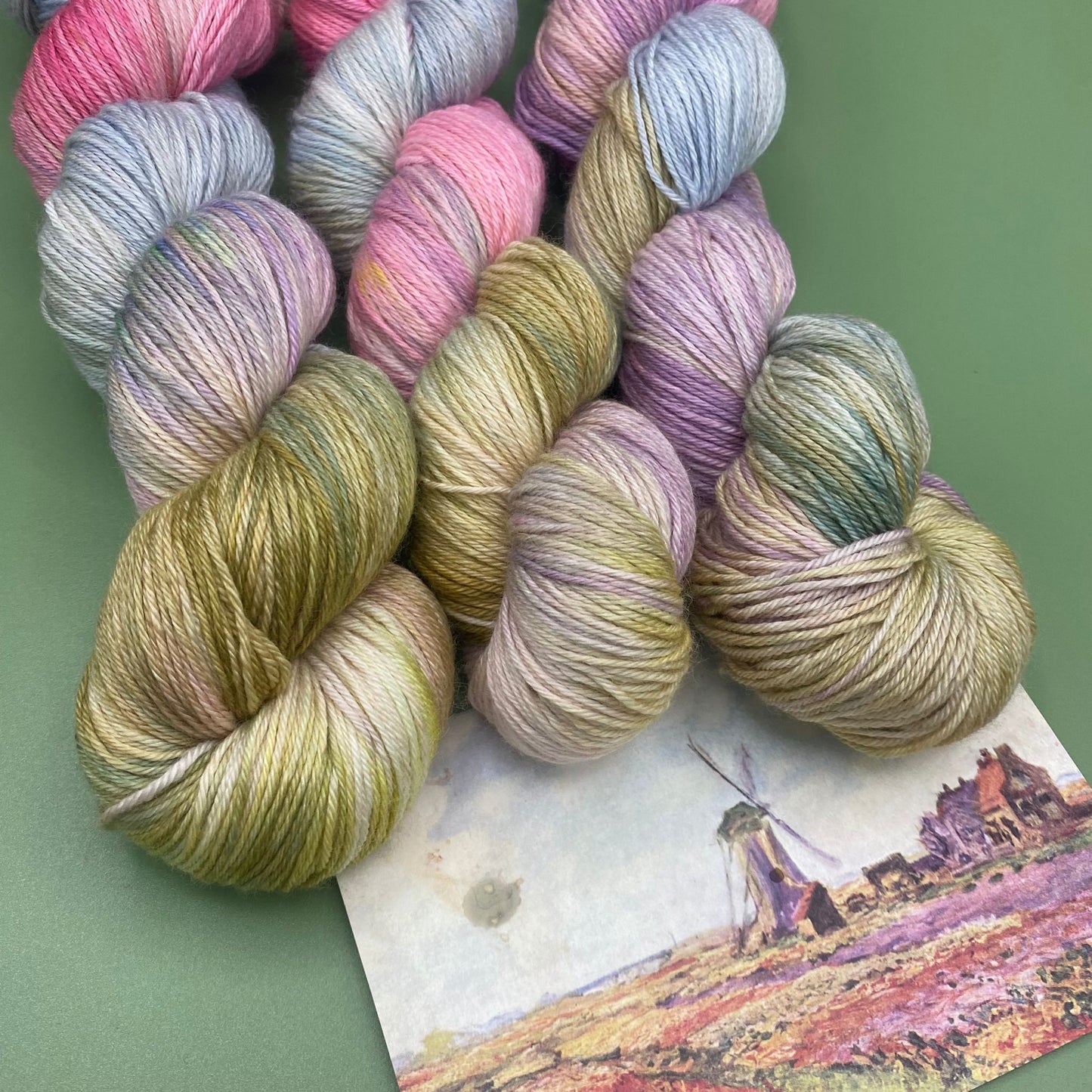 Monet's Tulip Fields with Windmill - Merino Silk 4 Ply or Superwash Sock DK