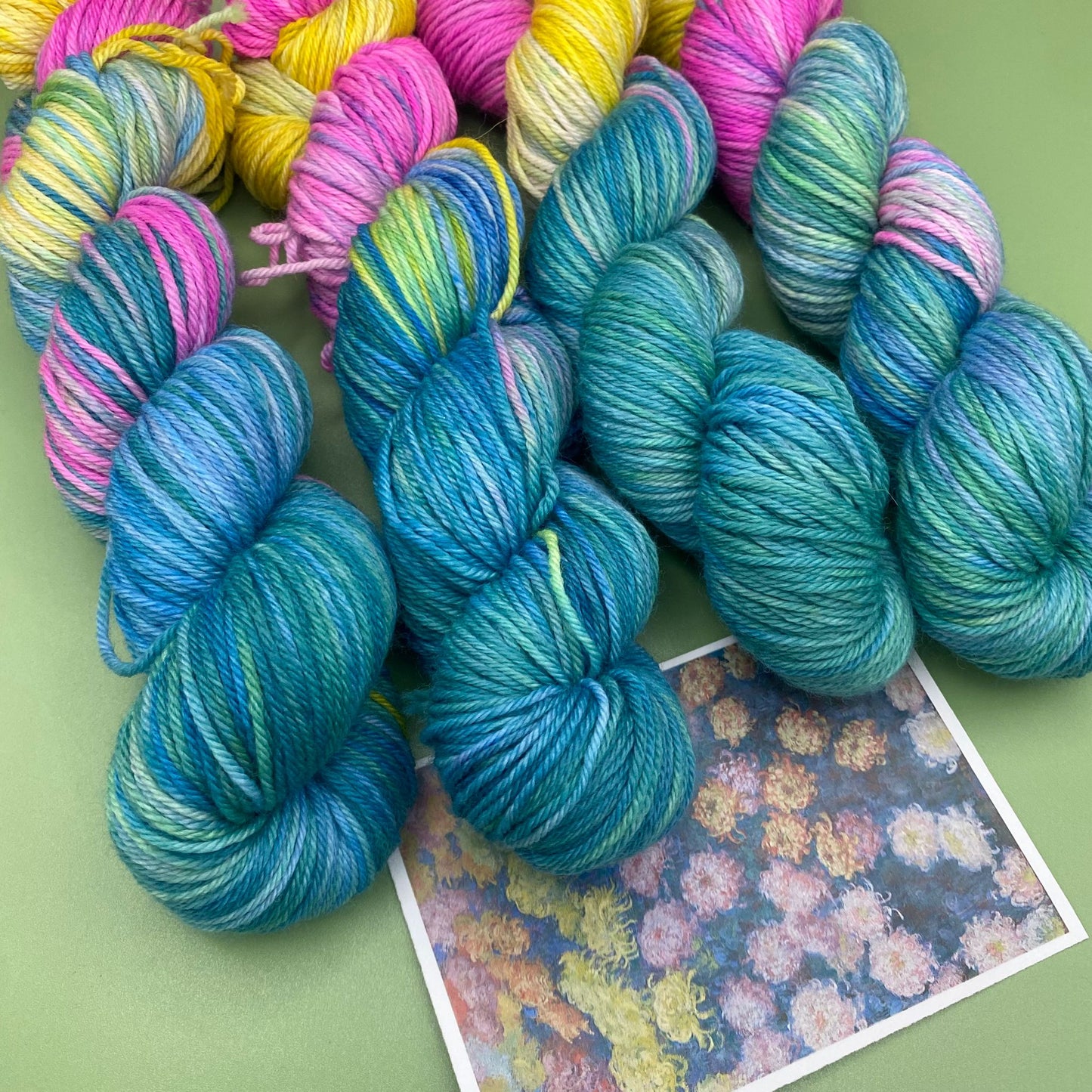 Monet's Chrysanthemums - Merino Silk 4 Ply or Superwash Sock DK