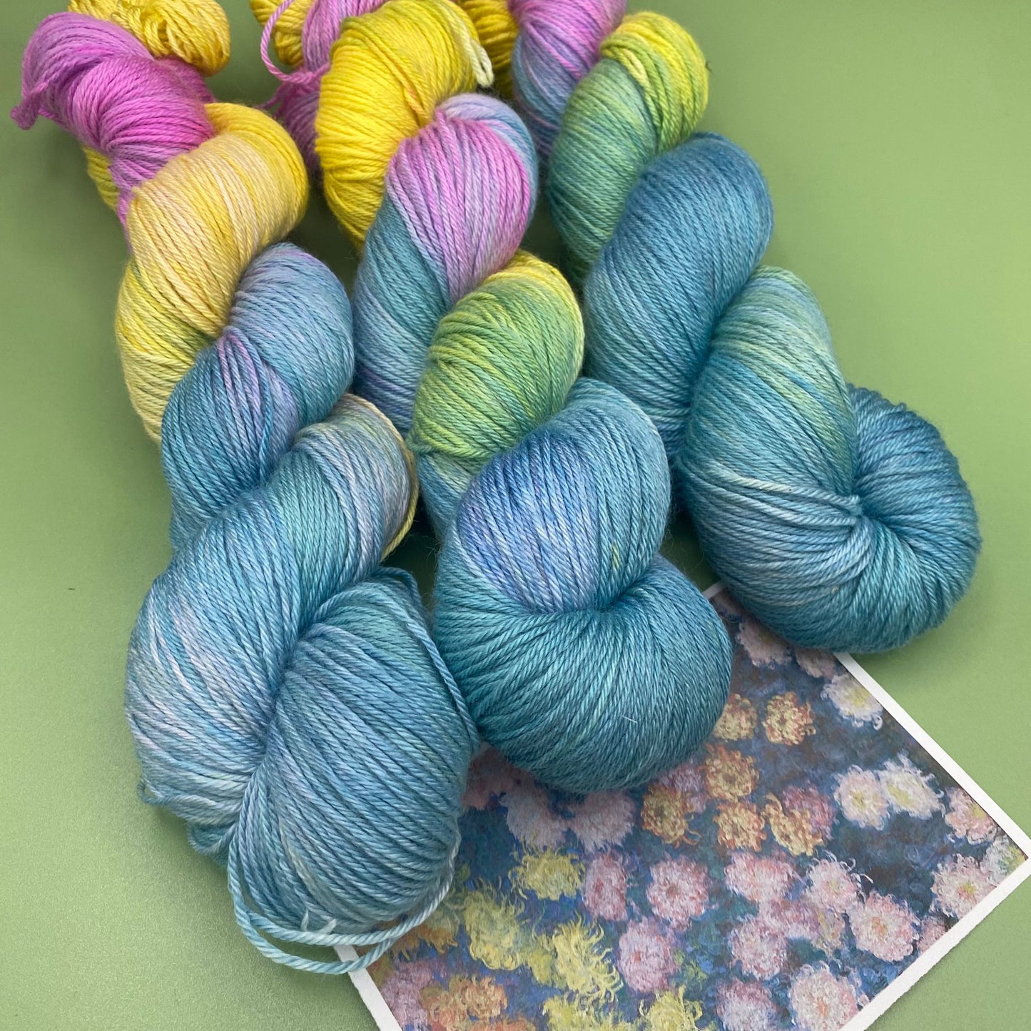 Monet's Chrysanthemums - Merino Silk 4 Ply or Superwash Sock DK