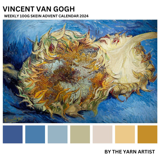 Vincent Van Gogh Art Yarn Advent Calendar 2024 - Weekly 100g Advent plus extras - Superwash Sock 4 Ply & Merino DK