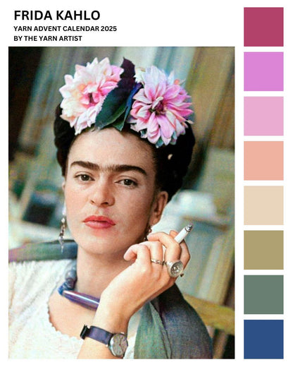Frida Kahlo Inspired Art Yarn Advent Calendar 2025 - 24 Days plus extras - Superwash Sock 4 Ply & Merino DK