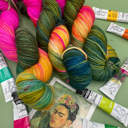 Frida Kahlo's Self Portrait - Superwash Sock 4 Ply or Superwash Merino DK