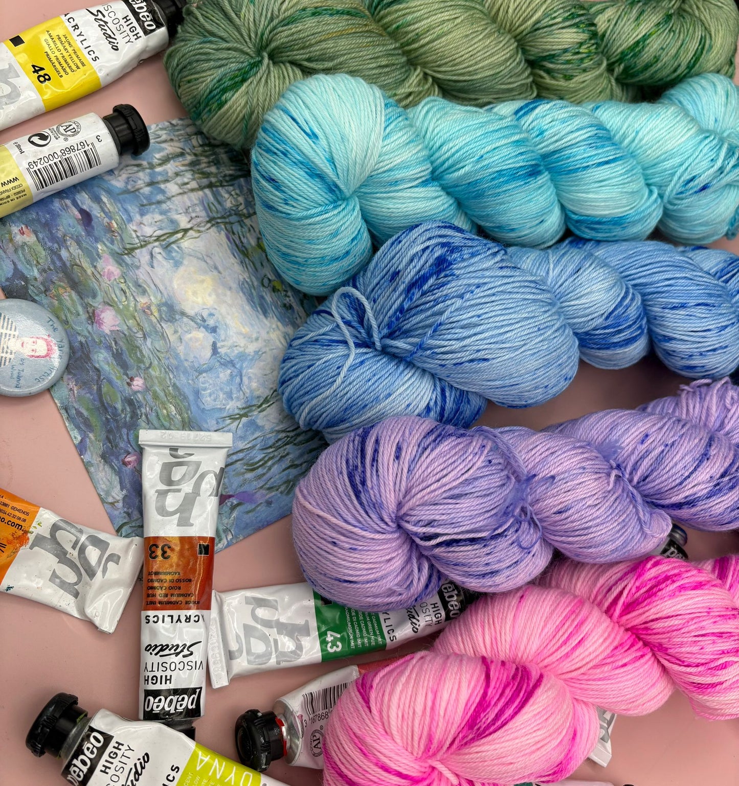 Monet Water Lillies 5x100g Set - Superwash Sock 4 ply or Superwash Merino DK - Fade Sweater Set