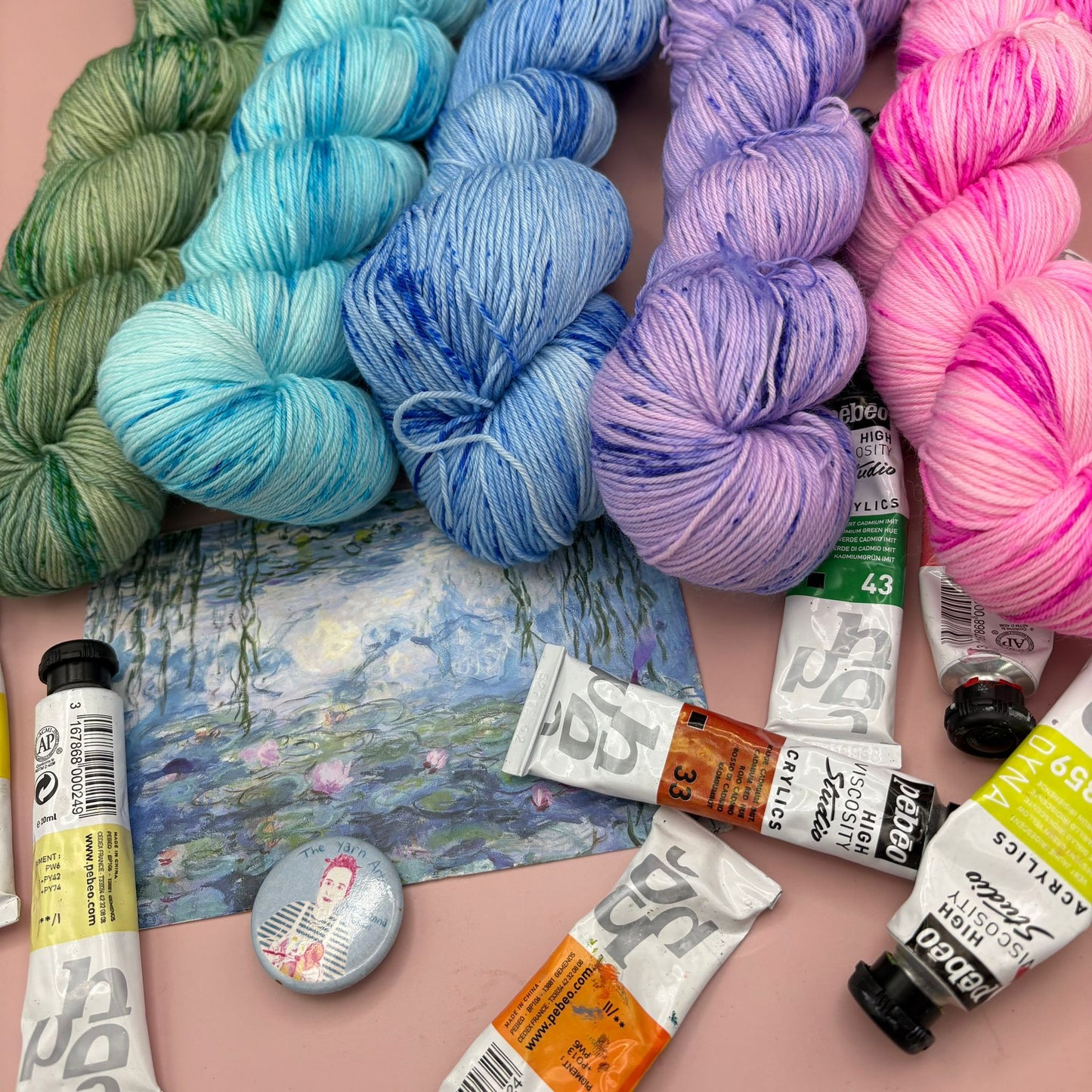 Monet Water Lillies 5x100g Set - Superwash Sock 4 ply or Superwash Merino DK - Fade Sweater Set