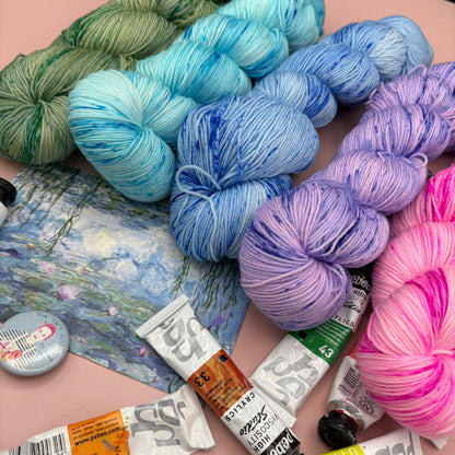 Monet Water Lillies 5x100g Set - Superwash Sock 4 ply or Superwash Merino DK - Fade Sweater Set