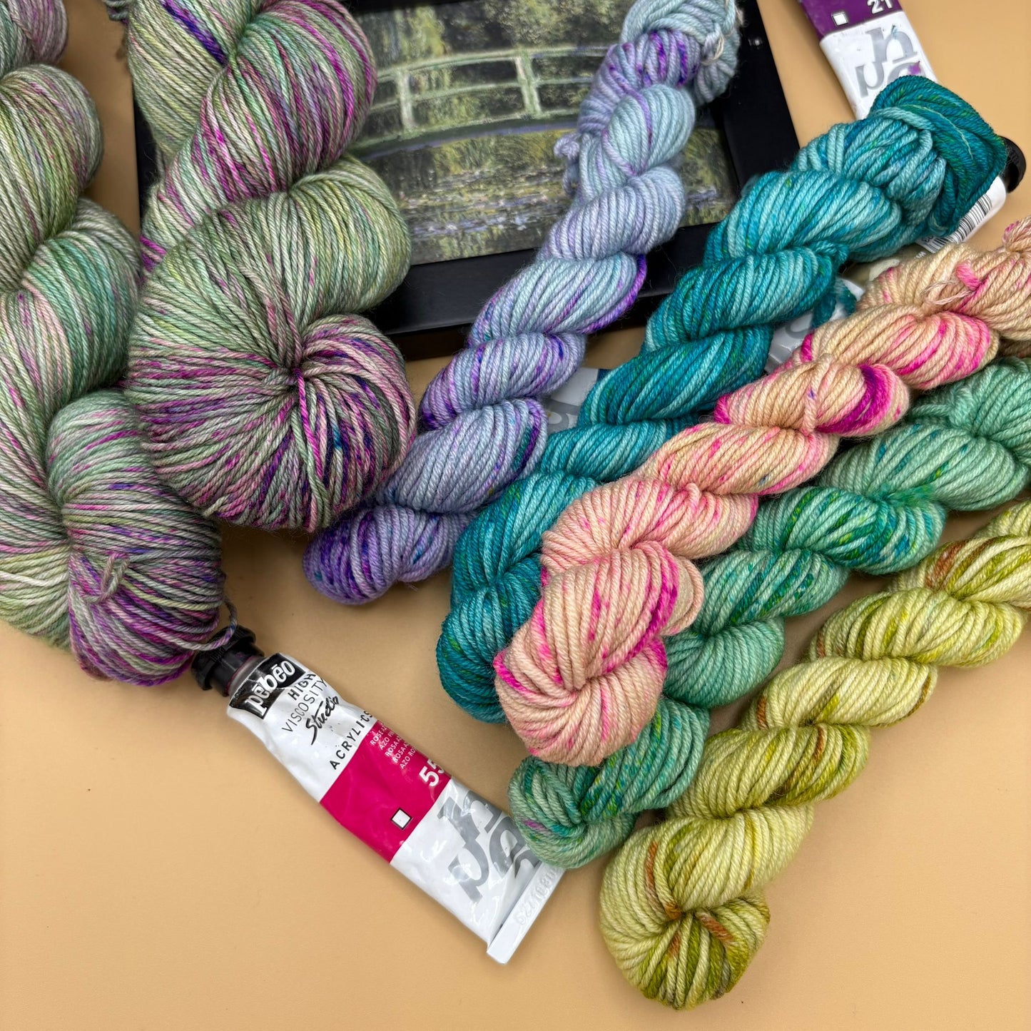 Monet's Water Lilies and Japanese Bridge - 5 x 20g Mini Skeins - Sock 4 Ply or Merino DK