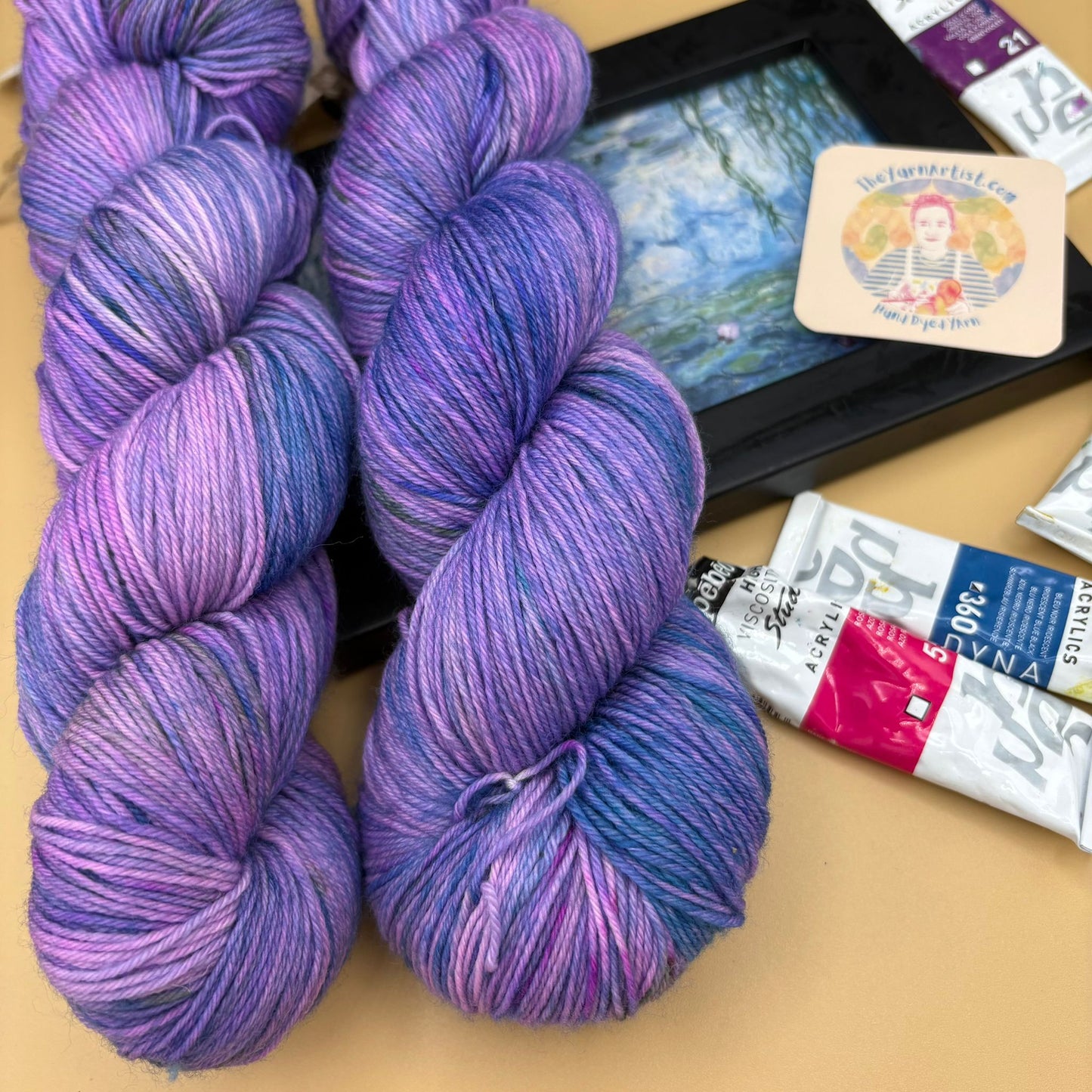 Monet Purple Water Lilies - Superwash Sock 4 Ply or Superwash Merino DK