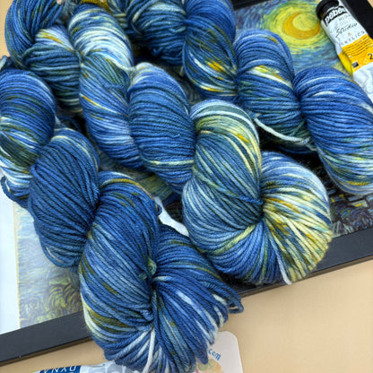 Van Gogh Starry Night - Superwash Sock 4 ply or Superwash Merino DK