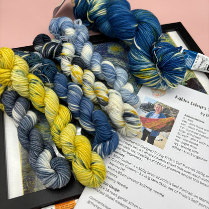 Kahlo's Colours Shawl Kit - Knitting- 5 x 20g Mini Skeins & 100g with pattern - Merino DK