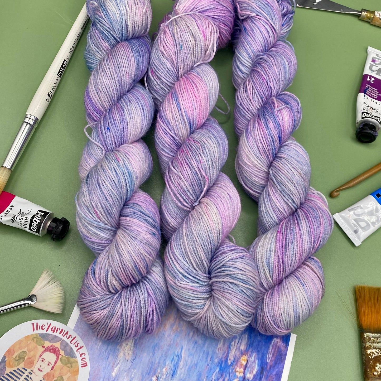 Monet's Lilac Waterlillies - Superwash Sock 4 Ply + Sock DK