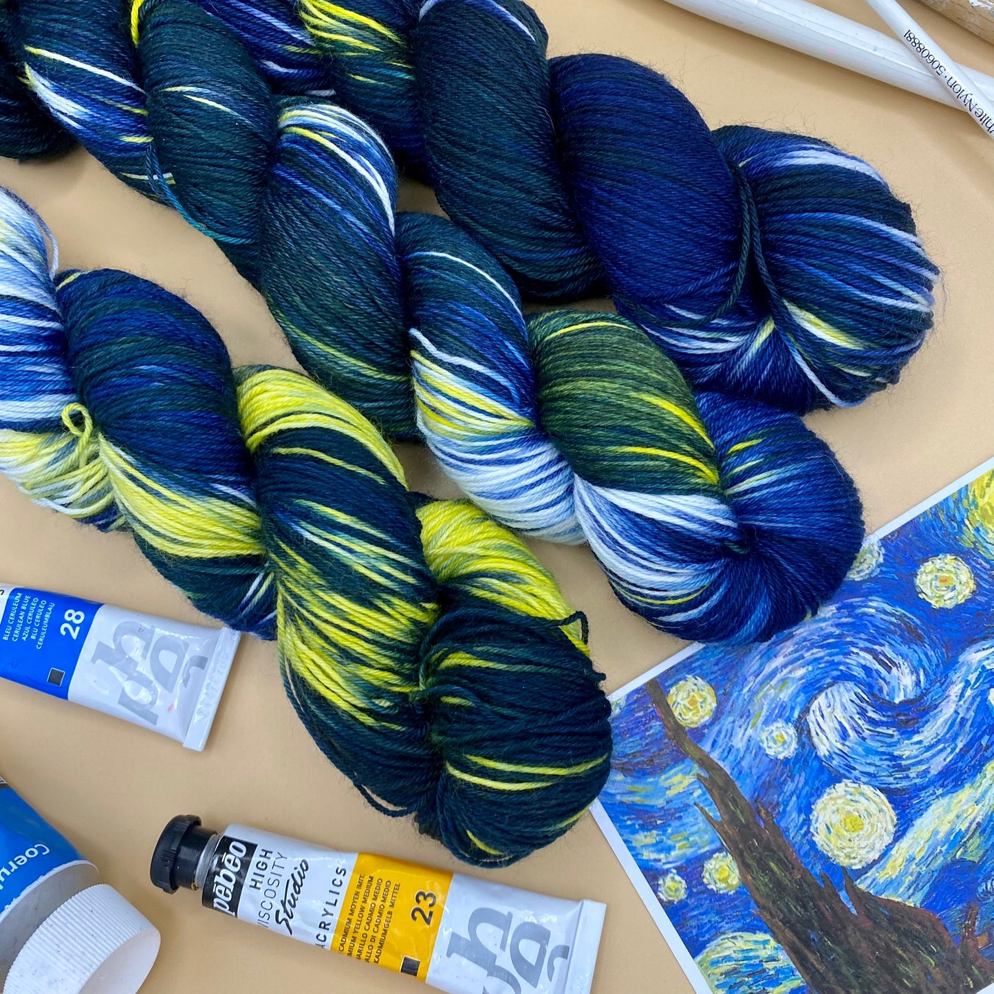 Van Gogh's Starry Night - Superwash Sock 4 Ply + Sock DK