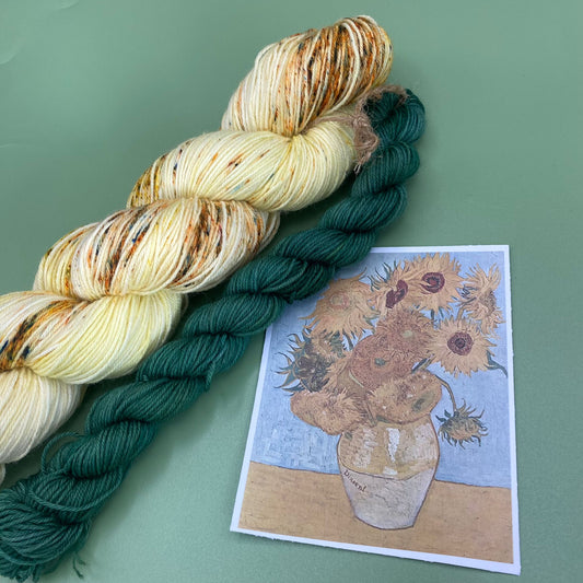 Van Gogh Sunflower 100g Skein and 20g Mini Skein Bundle - Superwash Merino Sock 4 Ply or Merino DK